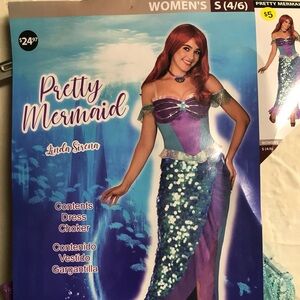 Halloween Women Size S 4/6 Pretty Mermaid Linda Sirena Dress Halloween Costume
